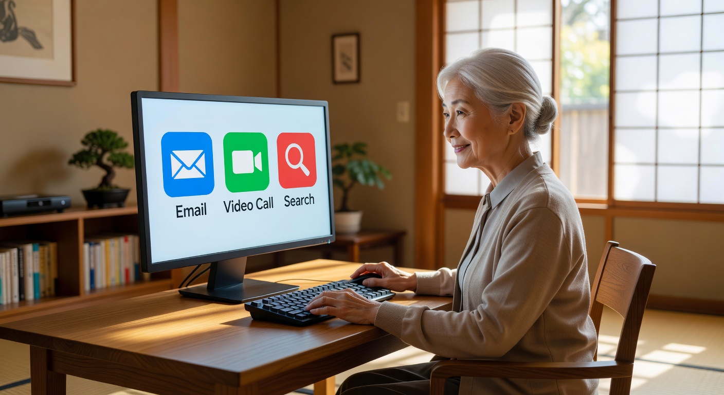 コンピューターナビゲーションを学ぶ女性