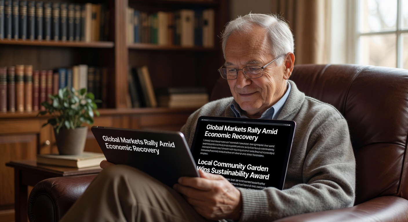 ニュースを閲覧するシニア