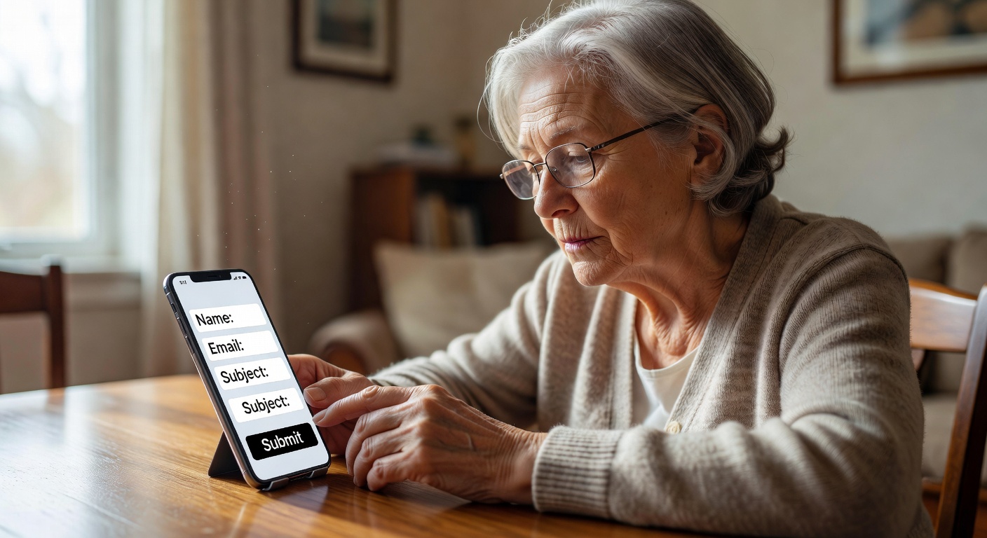 問い合わせフォームを記入する女性