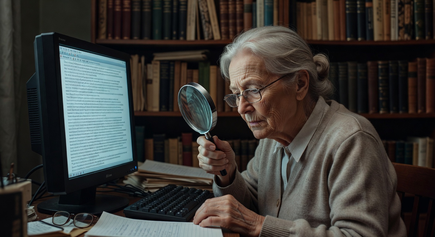 画面拡大ツールを使う女性